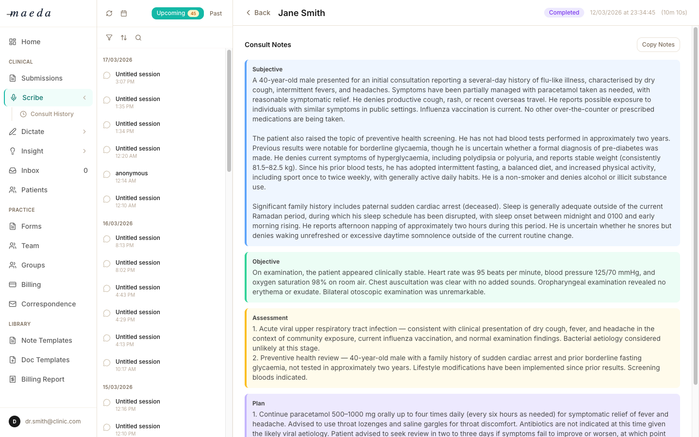 AI-Generated SOAP Notes